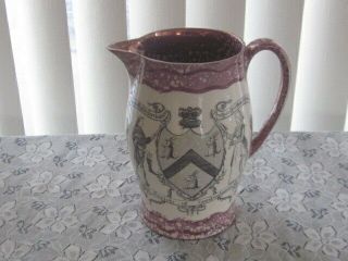 Antique 19thc Sunderland Pink Luster Lustre Historical Jug Ex Cond Cordwainers