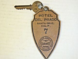 Vintage Motel Del Prado Santa Cruz California Key & Fob