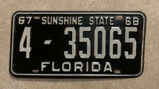 1967 Florida License Plate 1968 4 - 35065 Pinellas County Ford Chevy Yom Dmv