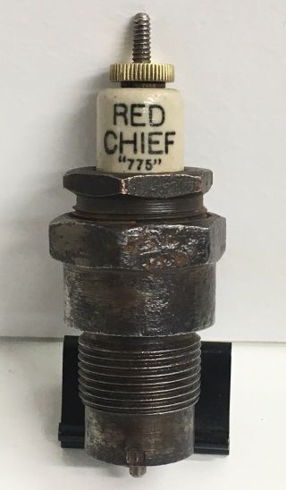 Rare Nos Vintage Red Chief Spark Plug With Carbon Blocker 7/8” Thread