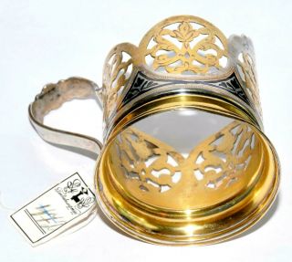RUSSIAN SOVIET USSR 875 SILVER TEA GLASS HOLDER ENAMEL CUP GOBLET KOVSH BOWL EGG 2