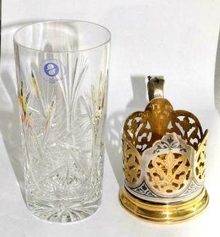 RUSSIAN SOVIET USSR 875 SILVER TEA GLASS HOLDER ENAMEL CUP GOBLET KOVSH BOWL EGG 3