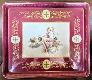 Antique Royal Vienna Hand Painted Platter Tray Artist Signed Austria " Flora "