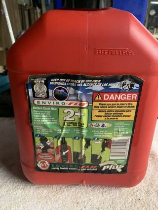 Vintage 2 Gallon 8 Ounce Blitz Self Venting Old Style Gas Can Plastic Fuel Jug
