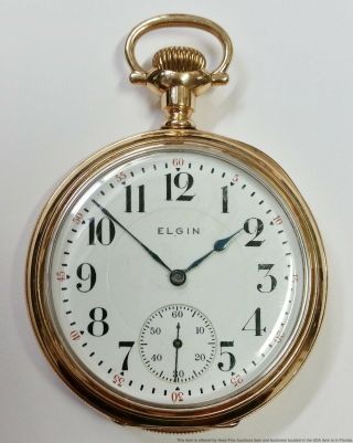 Antique Ticking Elgin 16s 3 Finger Bridge Model 17j Mens Pocket Watch To Restore