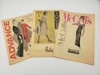 3 Vintage 1950s Mccalls Vogue Advance Pattern Fashion Booklets Catalogs
