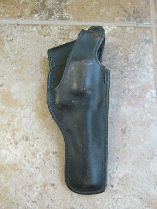 Vintage Don Hume H730 Sh Black Leather Owb Holster For K Frame Revolver W 5 " Bbl
