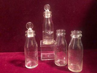 (4) Antique Thomas Edison Railroad Telegraph Oil Battery Bottles 1910s