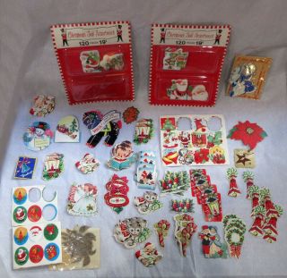 100s Vintage Christmas Seals Stickers & Labels Santa Kittens Variety Gummed