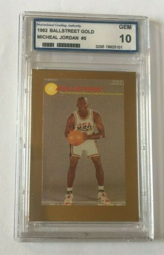 Michael Jordan 1992 Ballstreet Gold Foil Usa Dream Team Card Rare Gem 10 Beauty