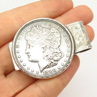 925 Sterling Silver Antique Victorian 1900 Morgan Dollar Money Clip