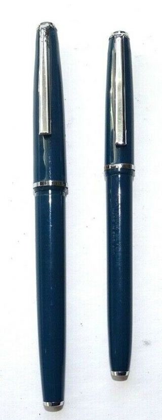 Vintage Platignum Silverline Fountain Pen & Ballpoint Pen,  Teal Ct,  Vgc