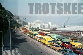 35mm Slide Hong Kong Double Decker Tram Strassenbahn 129 1976