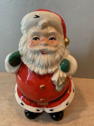 Vintage 50s Lefton Santa Clause Christmas Toy Sack Planter Vase