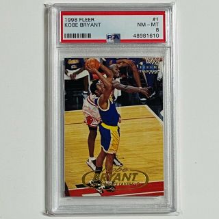 1998 Fleer Psa 8 Kobe Bryant 1 Los Angeles Lakers Nba Basketball Jordan Bulls