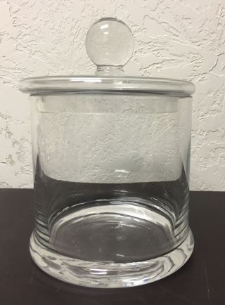 Vintage Clear Glass Candy Jar Apothecary Canister Storage Knob Ball Top Lid Drug