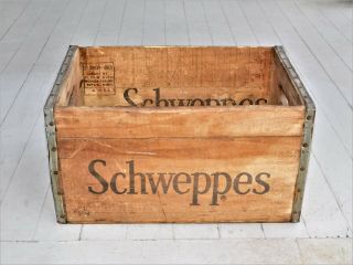 Vintage And Schweppes Wooden Crate,  Wood Case,  24 Bottles