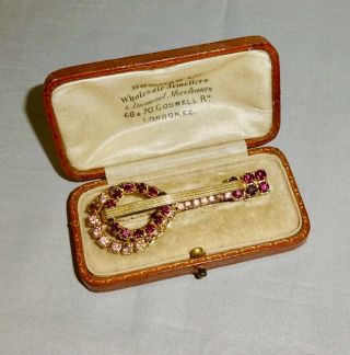 Vintage Costume Jewellery - Gold Tone Amethyst Glass Brooch