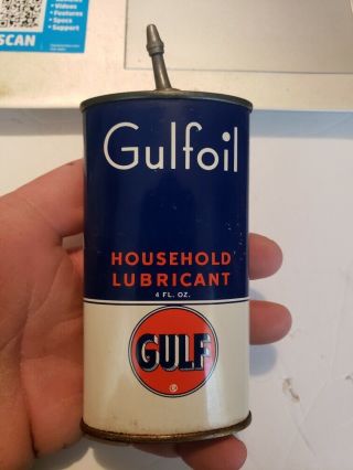Vintage Gulf Household Oil Lead Top Handy Oiler 4 Oz.  Needs Lead Top