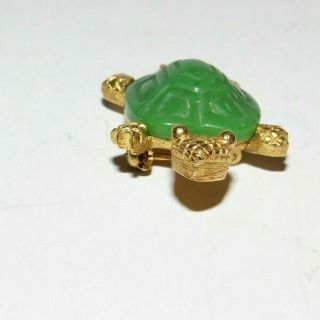 CROWN TRIFARI Vintage TURTLE Sash PIN Green Enamel Figural Signed BROOCH 3