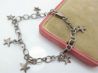 Vintage Sterling Silver 925 Bracelet With Star Charms 7 Inches 10.  3 Grams