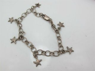 Vintage Sterling Silver 925 Bracelet With Star Charms 7 inches 10.  3 grams 3