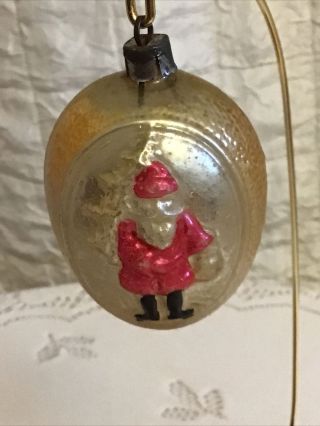 Antique German? Christmas Ornament Santa Claus Carrying Tree Gold Glass