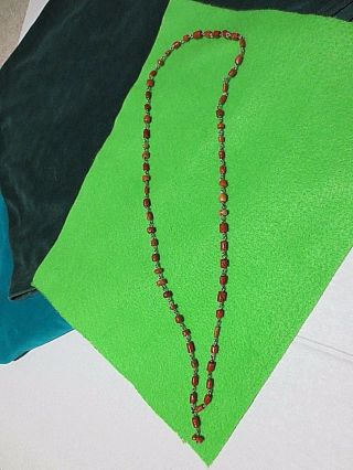 Antique Tibetan Natural Red Salmon Colored Coral Beaded Silver Chain Necklace