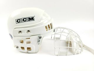 Ccm Hockey Helmet Ht2 With Face Cage Youth Large Vintage White