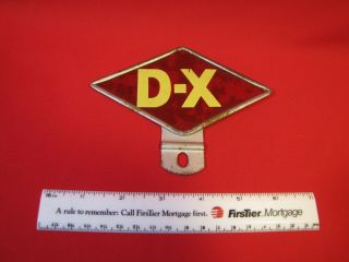 Vintage D - X License Plate Topper Sign Gas Advertising