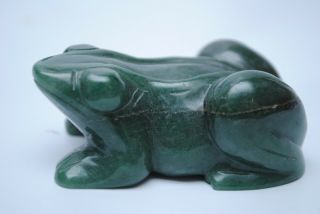 Vtg 3 " Glossy Green Gemstone Aventurine Hand Carved Frog Figurine Paperweight