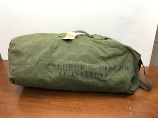 Vintage Ww2 Duffle Bag Us Navy Military Issue Shoulder Green Canvas Stenciled Af
