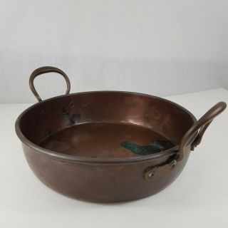 Antique Victorian Copper Jam / Preserving Pan With Twin Handles 35.  5cm