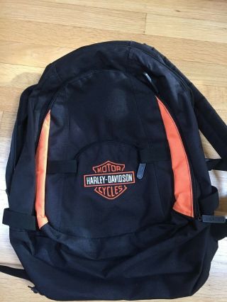 Harley - Davidson Bar & Shield Day Backpack,  Orange/white Logo,  Black - Vintage