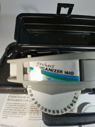 Vtg Dymo Organizer 1610 Handheld Label Maker 3 Wheels,  Black Case and Labels 3
