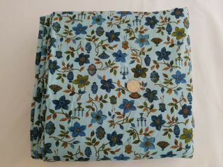 Vintage Fabric Cotton Blue Taupe Flowers 9.  5 YARDS 2