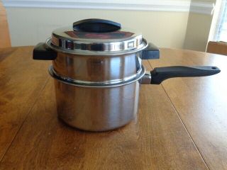 Vintage Ekco Flint Stainless 2 Quart Saucepan W/double Boiler