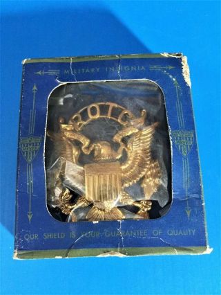 Vintage Vietnam War Era Us Army Rotc Hat Badge Shield Eagle N.  S.  Meyer