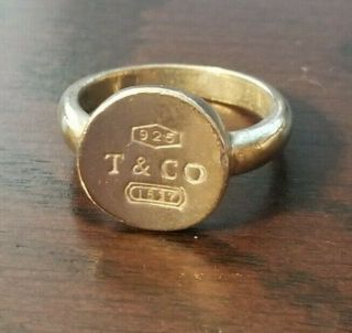 Tiffany & Company Sterling Silver 925 Ring 1837 T & Co Size 9.  5 Vintage Antique