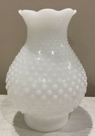 Vintage Hobnail Milk Glass Chimney Shade Oil/elec Hurricane Lamp 7 " X2.  75 " Fitter