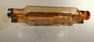 Vintage Glass Rolling Pin With Metal Lid For Ice Water 14 " Beauty Peach Pink