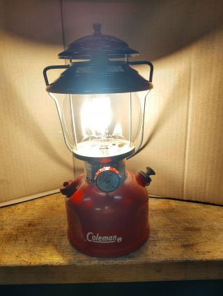 Vintage 9/64 Coleman 200a Red Single Mantle White Gas Camping Lantern