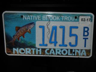 North Carolina Native Brook Trout License Plate Tag 2017