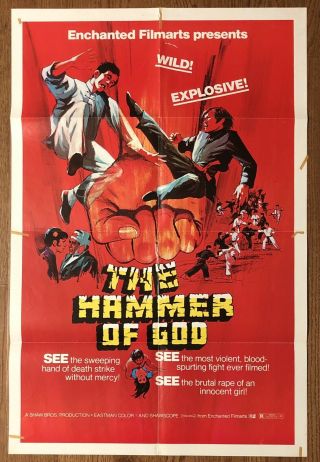 The Hammer Of God Vintage Orig 1970 One Sheet Movie Poster Jimmy Wang Yu Kung Fu