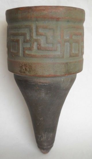 Vintage Peters & Reed Moss Aztec Cemetery Vase / Wall Pocket