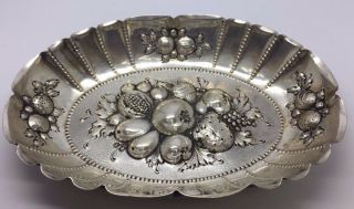 Antique German 800 Silver Ornate With Fruits Bowl