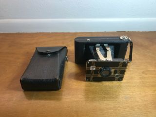 Vintage 1930s Jiffy Kodak Six - 20 Bellows Camera With Twindar Lens And Case