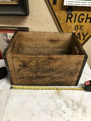Antique Vintage Beer Crate Wood Box Theo Hamm Brewing Co St Paul Minn Hamms