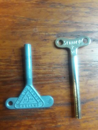 Vintage Schuco 2/56 And Lesney / Triang No 2 Tin Plate Clockwork Toy Keys.