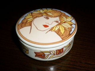 Vintage Retro Sixties Hippy Chick Poole Pottery Fleurie Pill Or Trinket Pot